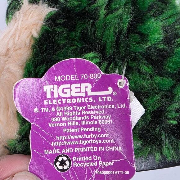 Vintage Furby Original Green Black Tiger Electronics 1999 New With Tags NWT - Picture 8 of 10